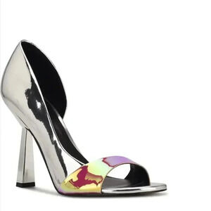Nine West Silver Open Toe Pump